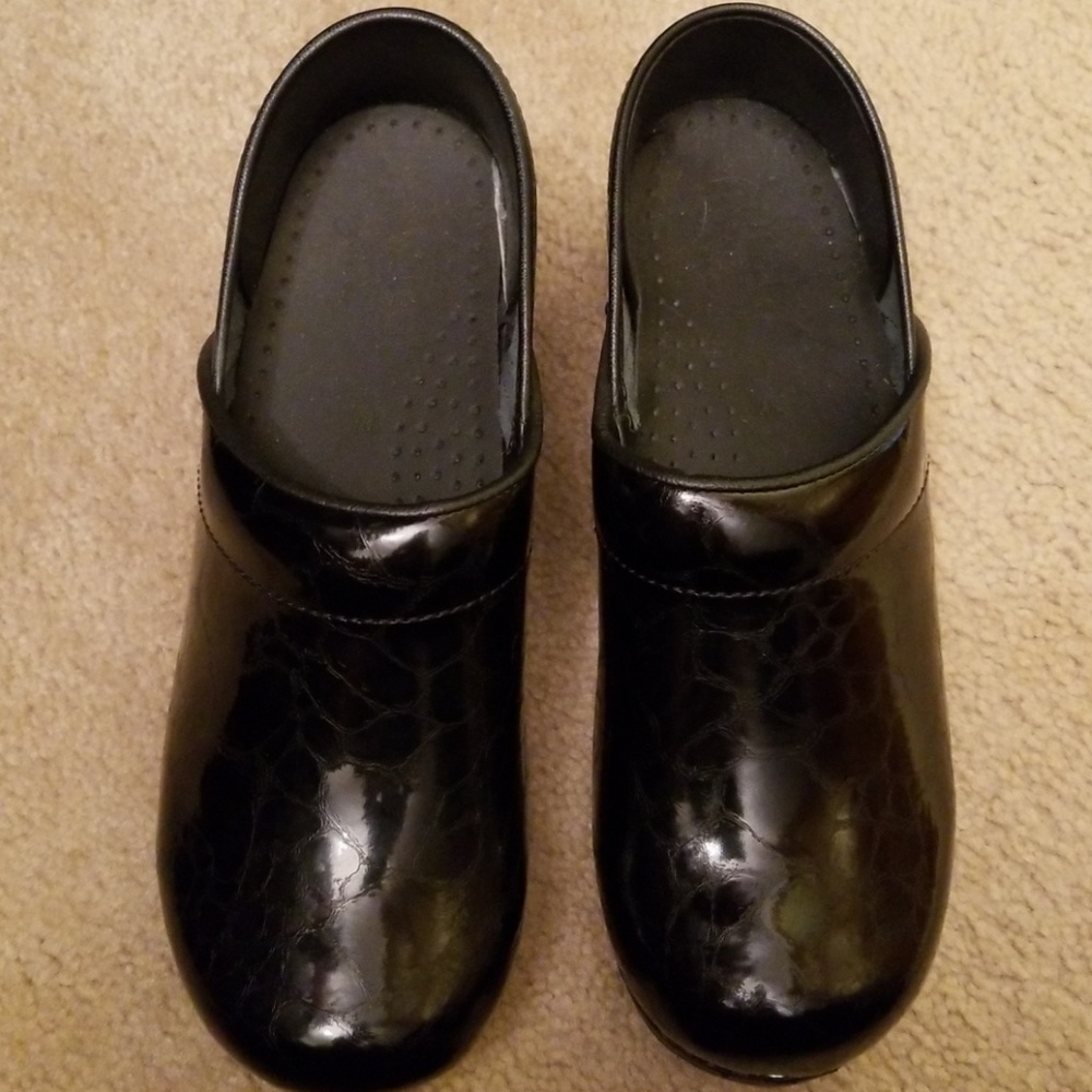 Sanita Black Leather Clogs